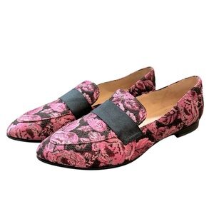 Kate Spade Pink and Black Floral Loafers